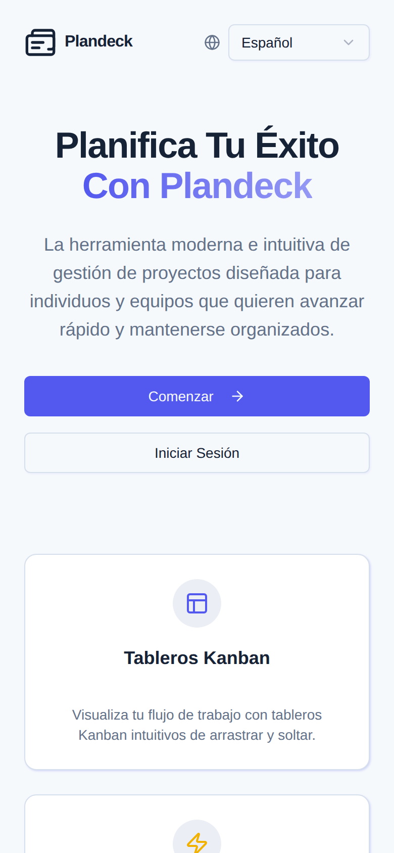 Sitio público — hero de la landing con el mensaje de producto